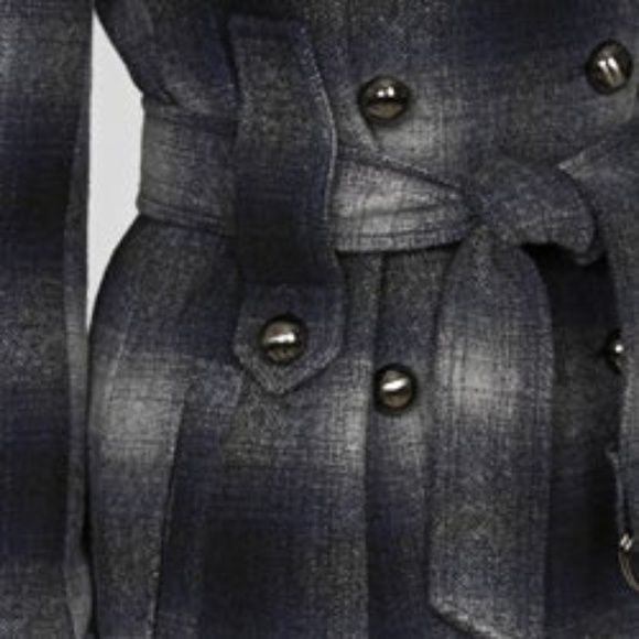 Miss Sixty Women's Blue Ombre Plaid Fold-over Coat - Picture 2 of 3